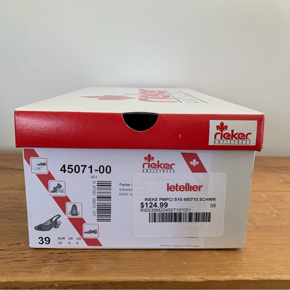 Rieker AntiStress black leather slingbacks. Size 39 (8.5). Excellent condution. - Picture 6 of 6